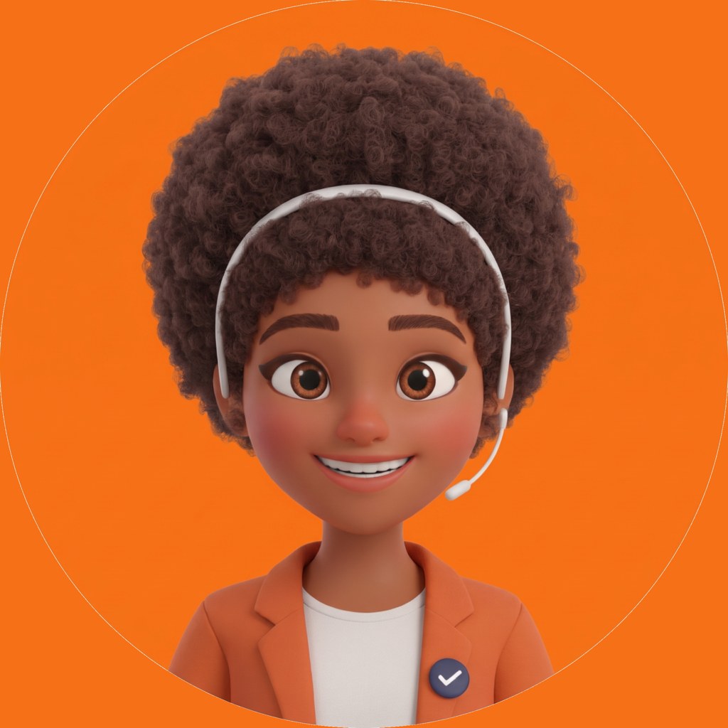 Avatar da Peggy em fundo laranja